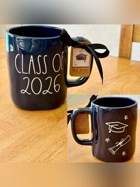 Rae Dunn Navy "CLASS OF 2026" Double Sided Ceramic Graduation Mug NEW!!
